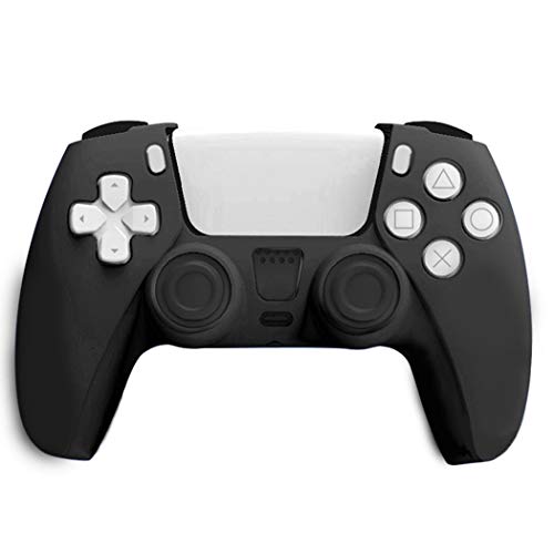 PS5 Kaymaz Silikon Kılıf Kapak için Playstation 5 DualSense Kablosuz Denetleyicisi ile 4 Başparmak Kavrama Kapaklar (Siyah)