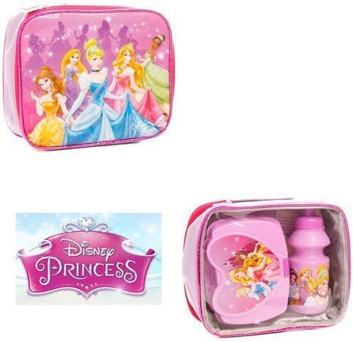 Ev Füzyon Şirketi Çocuk Disney Prenses Deluxe 3 Parça Öğle Yemeği Çantası Sandviç Kutusu Içecekler Şişe