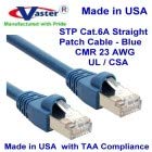 ABD'de üretilmiştir-170 Ft Korumalı Cat6a STP 10G Yüksek Performanslı Snagless STP Ethernet Yama Kablosu (Mavi) - UL CSA CMR
