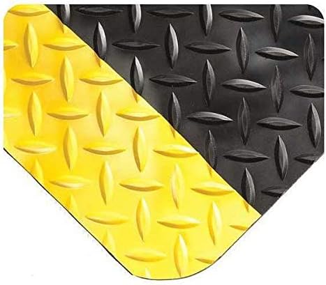 Wearwell Inc Siyah / Sarı Elmas Plakalı Spongecote Mat 5 ft. G x 74 ft. L, 9/16