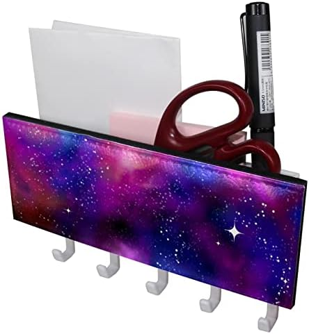 Galaxy Yıldızlı Gökyüzü Anahtar ve Posta Tutucu Duvarlar için-Anahtar Askı ile Posta Organizatör ve 5 Kanca, yapışkan Raf için