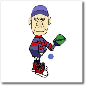 3dRose Komik Sevimli Yaşlı Adam Pickleball Spor Karikatür Oynuyor. - Isı Transferlerinde Ütü (ht_352614_1)