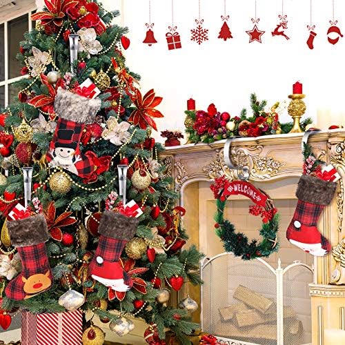 8 Parça Noel Stocking Tutucular Mantel Stocking Askı Kancaları Şömine Mantel Askıları Gümüş Stocking Klipler Noel Partisi Dekorasyon
