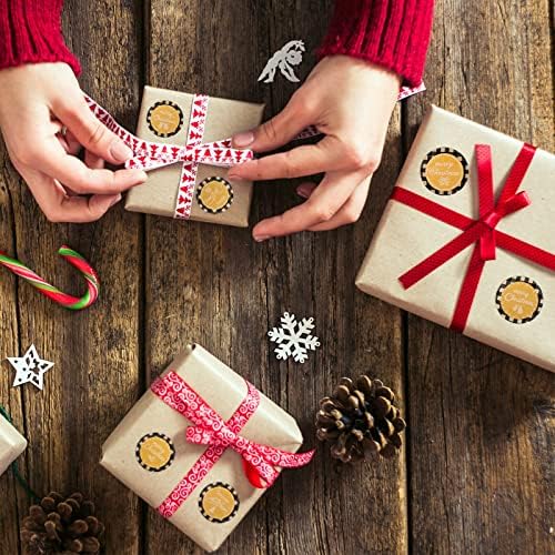 1000 Pcs 1.5 inç Merry Christmas Çıkartmalar Buffalo Ekose Kraft Çıkartmalar Noel Zarf Yuvarlak Etiketler Noel Etiketleri için