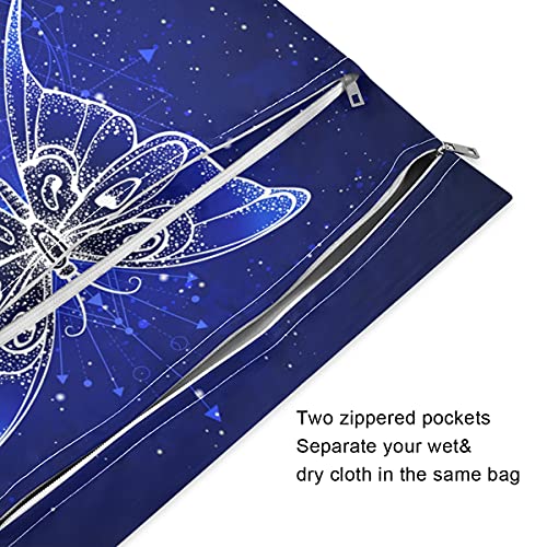 Kelebek kutsal geometrik ıslak kuru çanta kullanımlık Bezi ıslak çanta mayolar için su geçirmez ıslak Organizatör ile iki fermuarlı