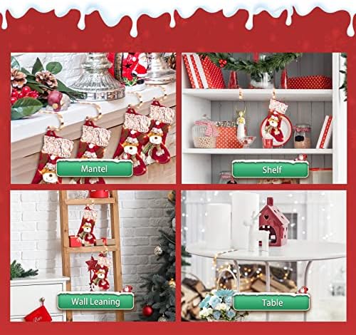 LOLStar Noel Stocking Tutucu Manto için Dize peri ışıkları ile 6 Set şömine Stocking Tutucular No-Kayma Stocking Askı Noel Partisi