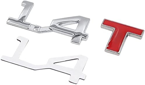 EuısdanAA Gümüş Ton Kırmızı 1.4 T Desen Yapıştırıcı Dekoratif Sticker Rozet Amblem için Araba (Emblema decorativo adhesivo de