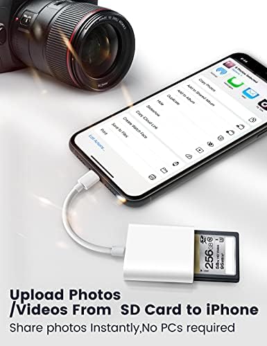 iPhoneıPad için Liegufuild SD Kart Okuyucu, Çift Kart Yuvalı Micro SD Kart Okuyucu, İz Kameraları, SLR Kameralar ve Aksiyon Kameraları