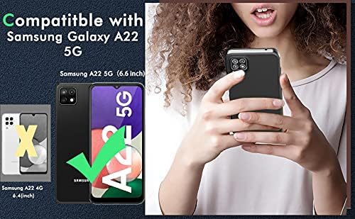 IMBZBK Samsung Galaxy A22 5G Kılıf için Tasarlanmış [Uygun Değil 4G] 2 paket Temperli Cam Ekran Koruyucu, Sert PC Arka ve Esnek