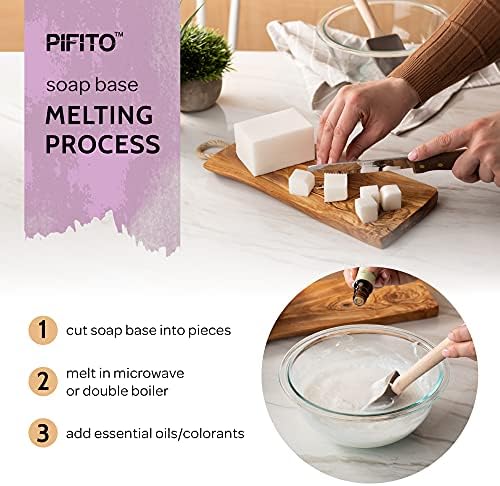 Pifito Kakao Yağı Eritin ve Sabun Tabanı Dökün (5 lb) ✔ Dökme Premium %100 Doğal Gliserin Sabun Tabanı ✔ Lüks Sabun Yapımı Malzemeleri