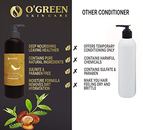 OGREEN Fas Argan Yağı Şampuan ve Saç Kremi Seti-Keratin, Organik Nemlendirici ve Paraben İçermez - Renk Tedavisi için Güvenli-Hasarlı,