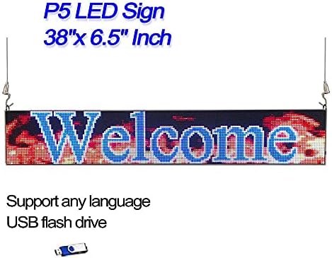 38 x 6.5 WiFi P5 Tam Renkli Kapalı LED Burcu RGB LED Ekran Programlanabilir Kaydırma Ekran Reklam için Mesaj Panosu