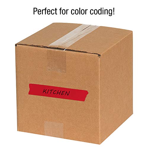 Kutular Hızlı Bant Mantık Maskeleme Bandı, 4,9 Mil, 1/4 x 60 yds, Kırmızı (12'li Paket)
