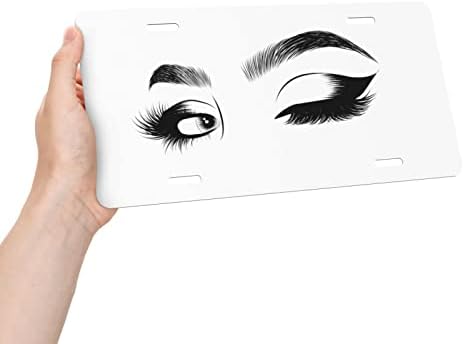 Güzel Kadın Gözler ve Kaşlar Moda Plaka Dekoratif Araba Ön Plaka Yenilik Metal Vanity Lisans Etiketi Plaka