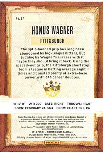 2019 Panini Elmas Kralları 27 Honus Wagner Pittsburgh Korsanları Beyzbol Ticaret Kartı