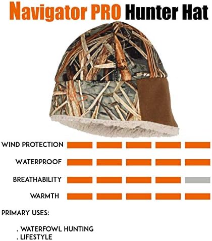 EDTREK Navigator Performance Pro Camo Şapka - Aşırı Soğuk Günler için Camo ve Blaze Turuncu Avcılık Bere (Karma Su Kuşu Kamuflajı)