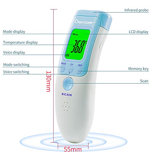 Berrcom Temassız Kızılötesi alın termometresi Tıbbi Sınıf JXB-183 Bebek Ateş Kontrol termometresi 3 in 1 Çok Fonksiyonlu Bellek