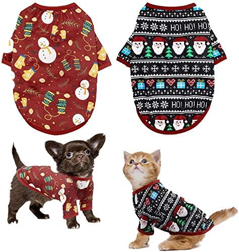 ALBİZİA Paketi 2 Yumuşak Köpek Cadılar Bayramı Gömlek Küçük Köpekler ve Kediler için Baskılı Pet Giyim Cadılar Bayramı Pet Gömlek
