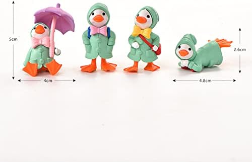 NUZYZ Komik 4 adet/takım Animasyonlu Ördekler Figürler Karikatür Plastik Zarif Dekoratif Ördekler Heykeli Çocuklar için Küçük