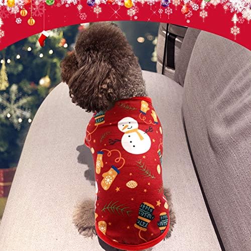 HYLYUN Köpek Noel Gömlek 2 Packs - Noel Pet Gömlek Yumuşak Nefes Köpek Gömlek Baskılı Pet Giyim Küçük Köpekler ve Kediler için