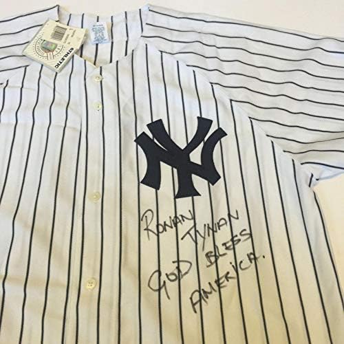 Ronan Tynan Tanrı Amerika'yı Korusun İmzalı NY Yankees Forması 11 Eylül PSA DNA İmzalı MLB Formaları