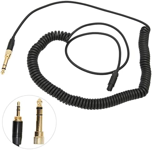 Kablo Sarmal Aux Kablosu, Gerilebilir Siyah Kulaklık Stereo Ses Bahar Kablo Değiştirme için AKG için K712 için K702