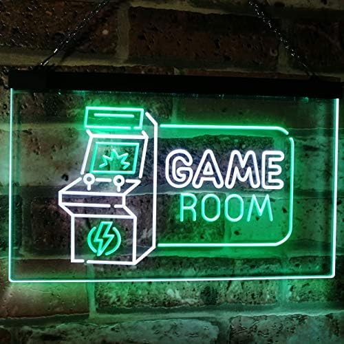 Oyun Odası Arcade TV Man Cave Bar Kulübü Çift Renkli LED Neon Burcu Beyaz ve Yeşil 12 x 8.5 st6s32-j2850-wg