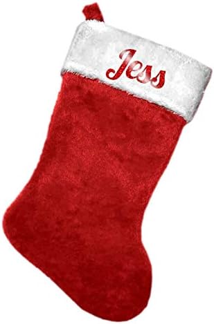 Jess Kırmızı Glitter Peluş Noel Tatili Çorap, 8.5 inç. x 18 inç.