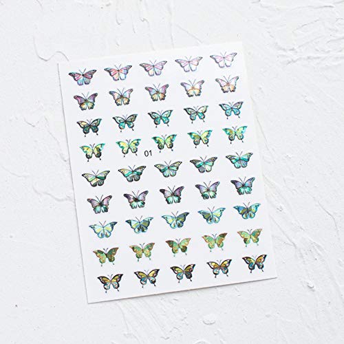 Kelebek Tırnak Sanat Çıkartmalar Renkli Kelebek Çiçek Tırnak Çıkartmalar Karışık Tasarım Kendinden Yapışkanlı Tırnak Çıkartmaları