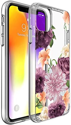 Zenhole iPhone için kılıf 11 Kılıf 6.1 inç Çiçek Desen Şeffaf Tasarım Şeffaf Sert Arka Yumuşak TPU Tampon İnce Koruyucu Kılıf