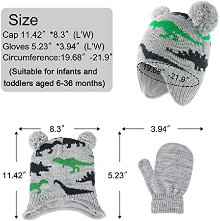 Çocuklar Kış Sıcak Şapka Eldiven, Polar Astar Bere Şapka Küçük Erkek Kız için, sıcak Kulaklık Bebekler Yürümeye Başlayan Eldivenler