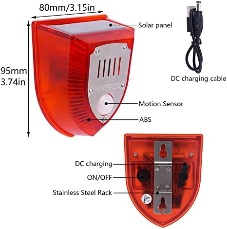 Hareket sensörü ile güneş alarm ışığı 2 Adet Açık Strobe alarm ışığı su geçirmez 129db ses güvenlik siren ışık Orchard garaj