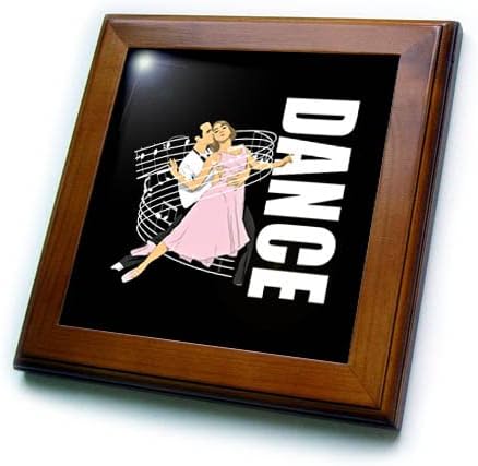 Müzikle Dans Eden iki Zarif Klasik Dansçının 3dRose Dans Tasarımı. - Çerçeveli Fayanslar (ft_352850_1)