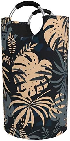 JASMODER Tropikal Bitkiler ve Leaves01 Su Geçirmez Çamaşır Sepeti 82l Katlanabilir Giysi Çamaşır torbası Kolları ile