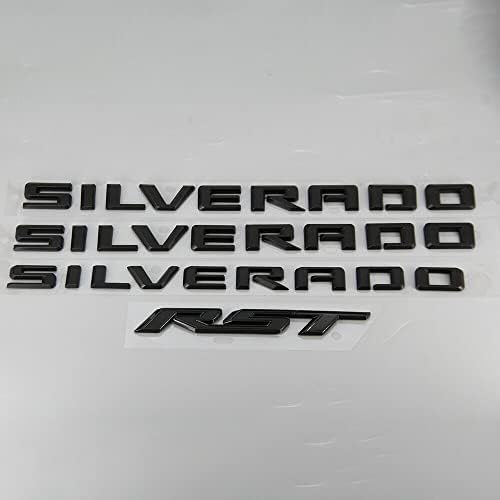 Kiti 4 Adet 19-21 Silverado RST Bagaj Kapağı Çamurluk Amblem Tabela 3D Rozet Mektup Silverado ile Uyumlu (Mat Siyah)