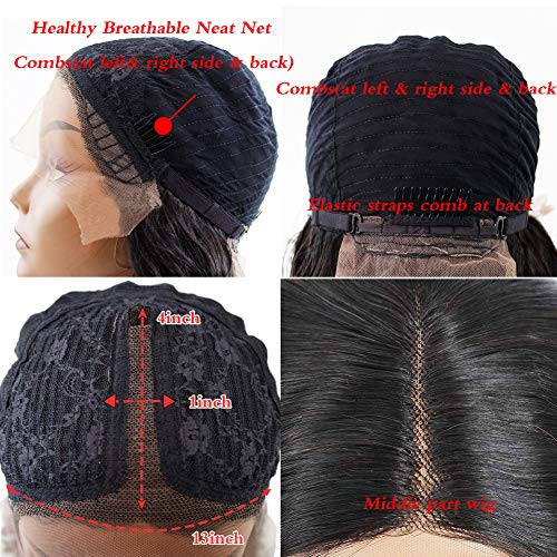 T Kısmı Dantel Peruk İnsan Saç Brezilyalı Vücut Dalga Dantel ön peruk Siyah Kadınlar ıçin 18 İnç 150 % Yoğunluk Orta Kısmı Dantel