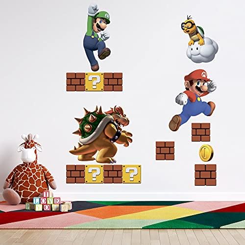 Vinil Duvar Çıkartması: Bowser Mario Ve Luigi-Süper Mario Bros Aile Bilgisayar Oyunu / 20 İnç x 25 İnç Çocuk Odası Yatak Odası