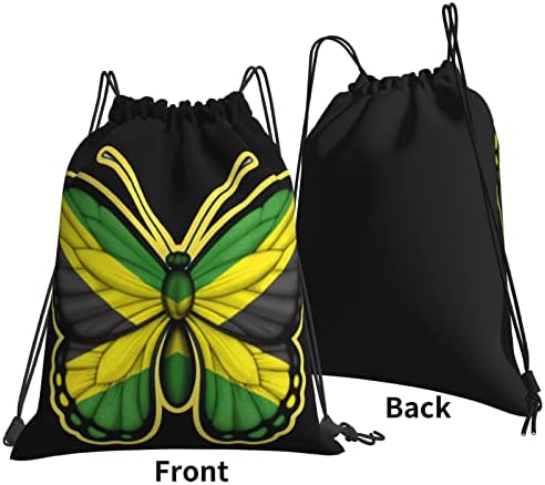 İpli sırt çantası Jamaika bayrağı kelebek dize çanta Sackpack spor salonu alışveriş spor Yoga için