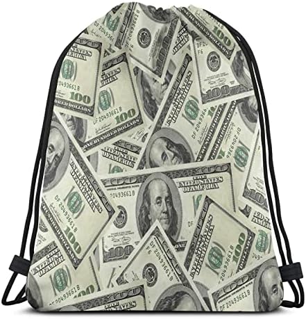 İpli sırt çantası Çanta 100 Dolar Para Cinch Çuval ile Dize DIY Spor Spor Sackpack için Erkek Kız Kadın Erkek