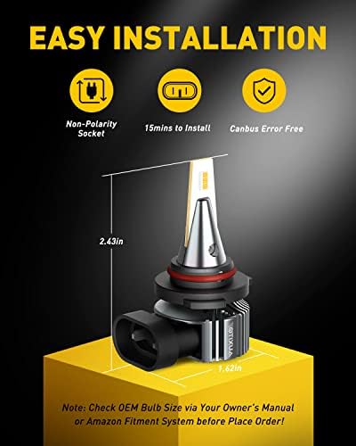 AUXITO H10 / 9145 LED Sis Ampuller, 3000 K Amber Sarı, Set Başına 30 W 6000LM Süper Parlak, kablosuz, tak ve Çalıştır, 9140/9040/9045/9055