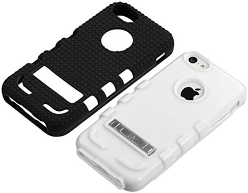 Metal Standlı MyBat iPhone 5c TÜF eNUFF Hibrit Telefon Koruyucu Kapak-Perakende Ambalaj-Beyaz / Siyah