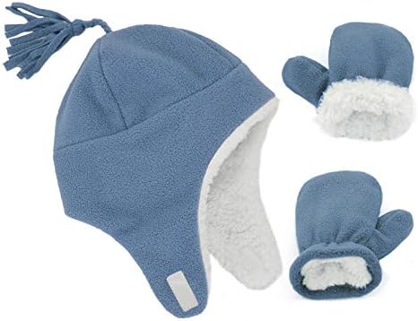 Amerikan trendleri bebek kız şapka yürümeye başlayan çocuk eldivenler bebek kış Unisex polar şapka sıcak Mitten çocuklar