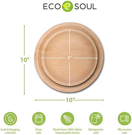 ECO SOUL %100 Kompostlanabilir, Biyolojik Olarak Parçalanabilir, Tek Kullanımlık Palmiye Yaprağı Tabakları | Bambu Tabaklar gibi,