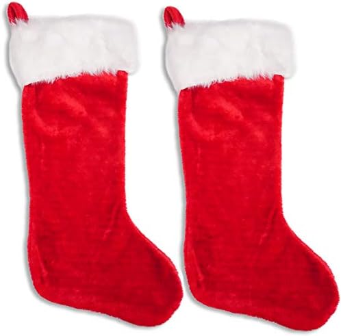 Noel Baba'nın Stüdyo Jumbo Kırmızı ve Beyaz Büyük Boy Noel Çorap Dekorasyon Seti-28 inç-2 Parça Set