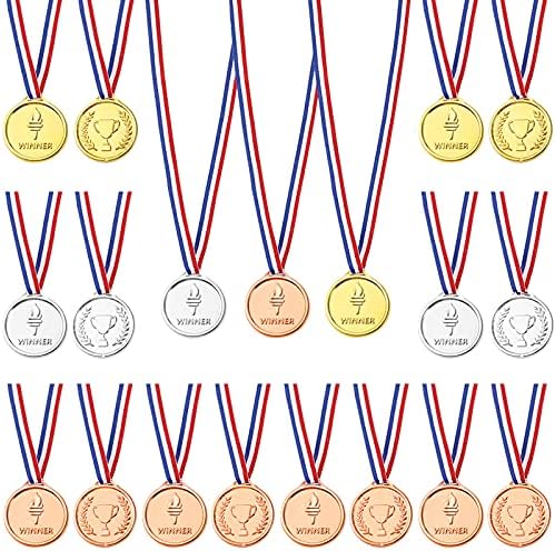 Caydo 30 Parça Çocuklar Kazanan Madalya, Altın Gümüş ve Bronz Plastik Madalya için Parti Süslemeleri ve Ödülleri