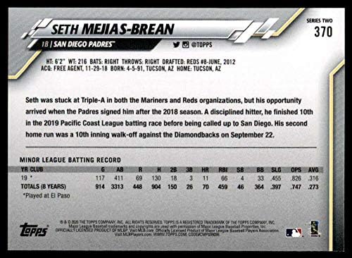 2020 Topps Altın Yıldız Beyzbol 370 Seth Mejias-Brean RC Çaylak Kartı San Diego Padres Yeşil WM Sınırlı Sayıda Fabrika Setinden