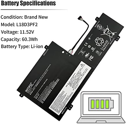 INTIFO 60.3 Wh L18D3PF2 Laptop Batarya ile Uyumlu Lenovo Yoga C740-15IML C740-15 Serisi Dizüstü L18M3PFA 5B10T83739 5B10T83740