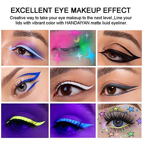 DAGEDA 12 Pcs Renkli Sıvı Eyeliner Seti, Neon Eyeliner Uzun ömürlü Su Geçirmez Mat Göz Astar UV Glow, floresan Renkli Sıvı Göz