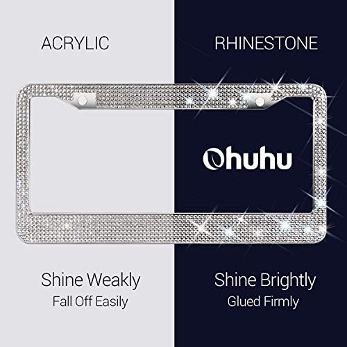 Ohuhu Bling Plaka Çerçeveleri Montaj Aksesuarları ve Hediye Kutusu ile 2 Paket, lüks El Işi Premium Rhinestone Glitter Sparkly