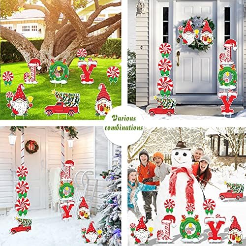 9 PCS Sevinç Noel Süslemeleri Açık, noel Yard Stakes-Gnomes ile Işareti Şeker Noel Ağacı Kamyon, sevinç İşaretleri için Yard